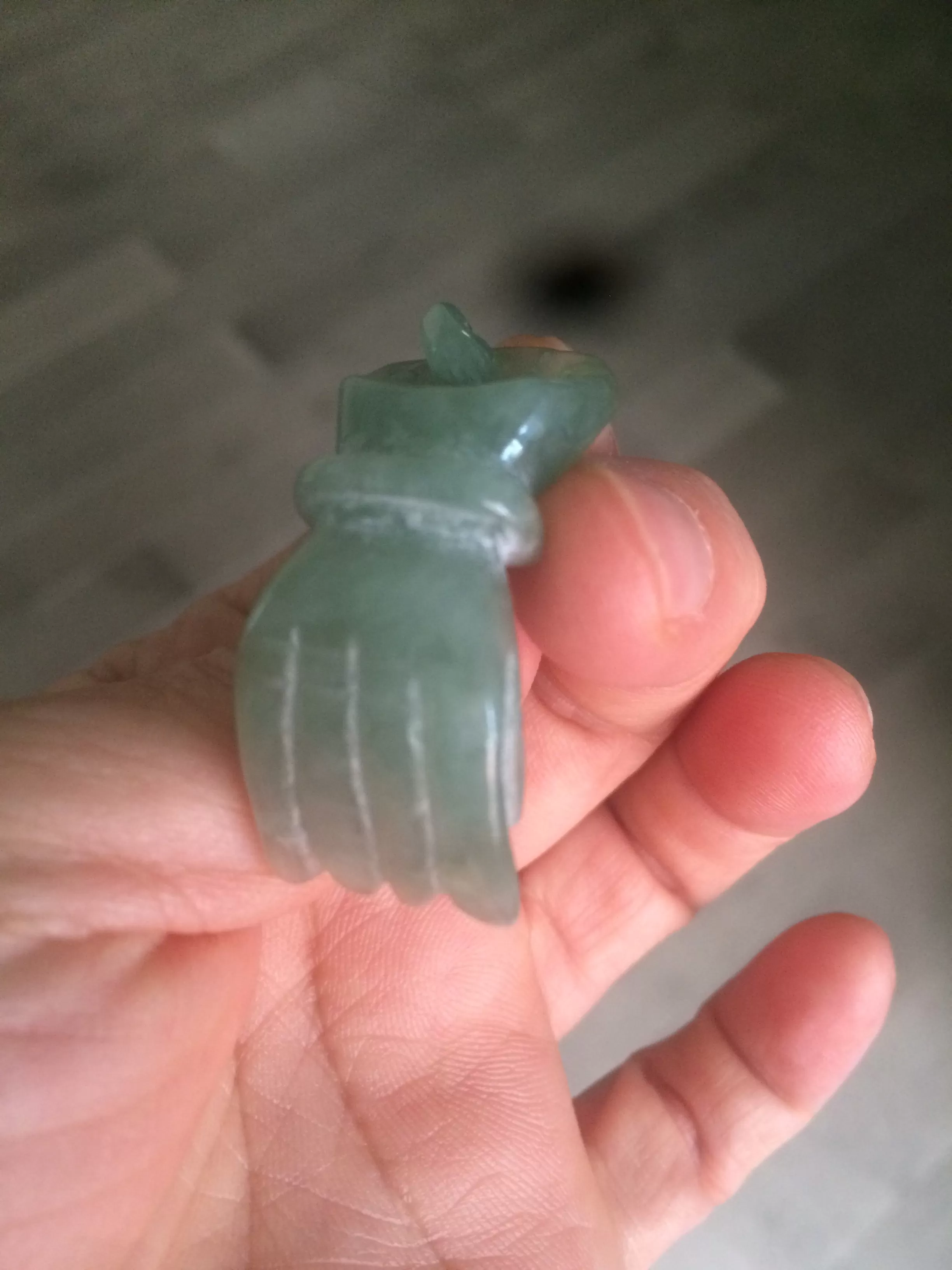 100% natural type A watery light green 3D jadeite jade hand pendant/hanger for Halloween QP-2 (Clearance item)