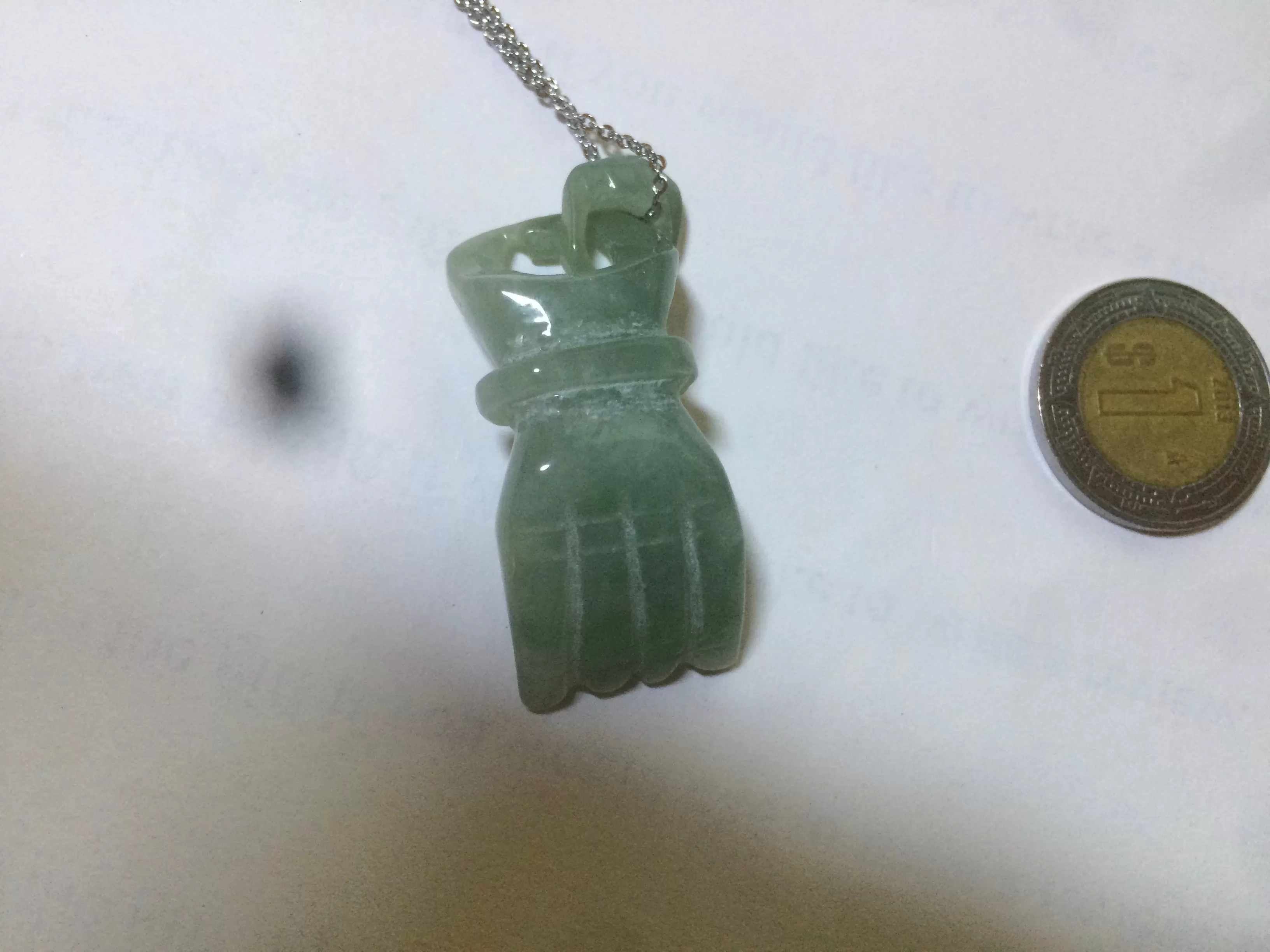 100% natural type A watery light green 3D jadeite jade hand pendant/hanger for Halloween QP-2 (Clearance item)