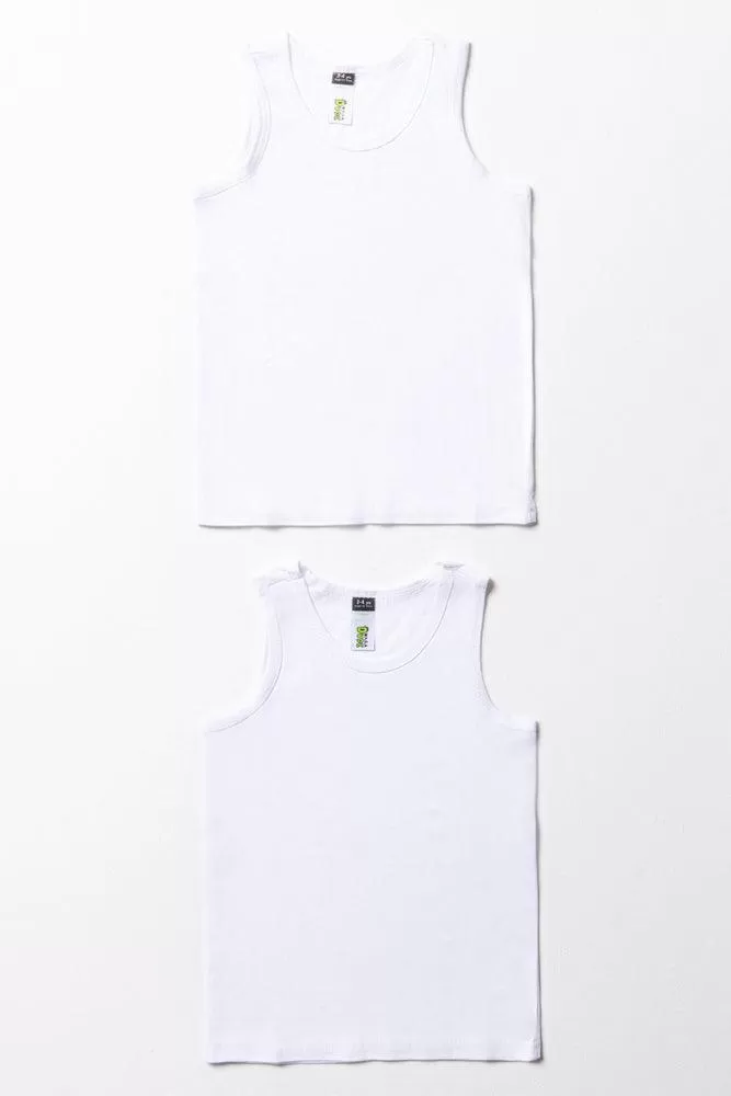 2 Pack Sleeveless Vests White