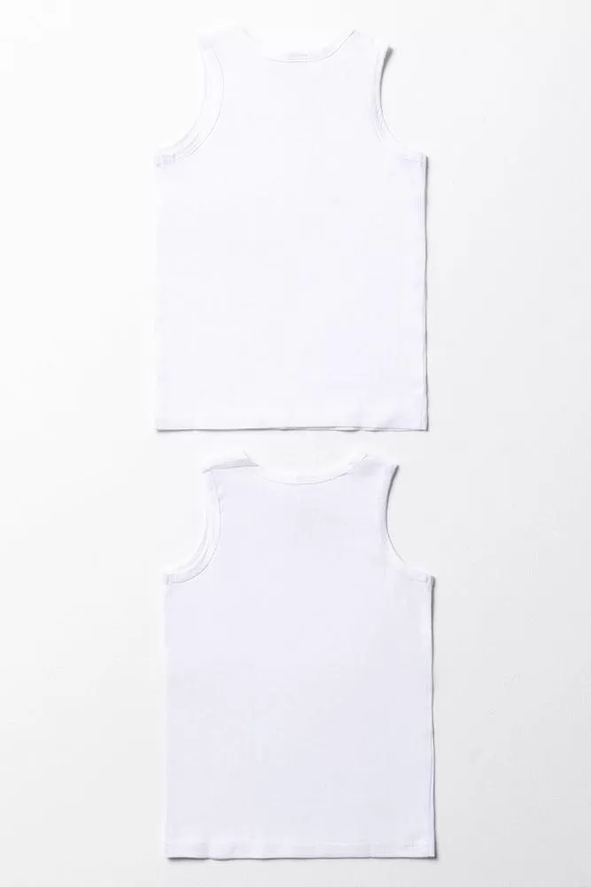 2 Pack Sleeveless Vests White