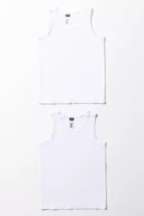 2 Pack Sleeveless Vests White