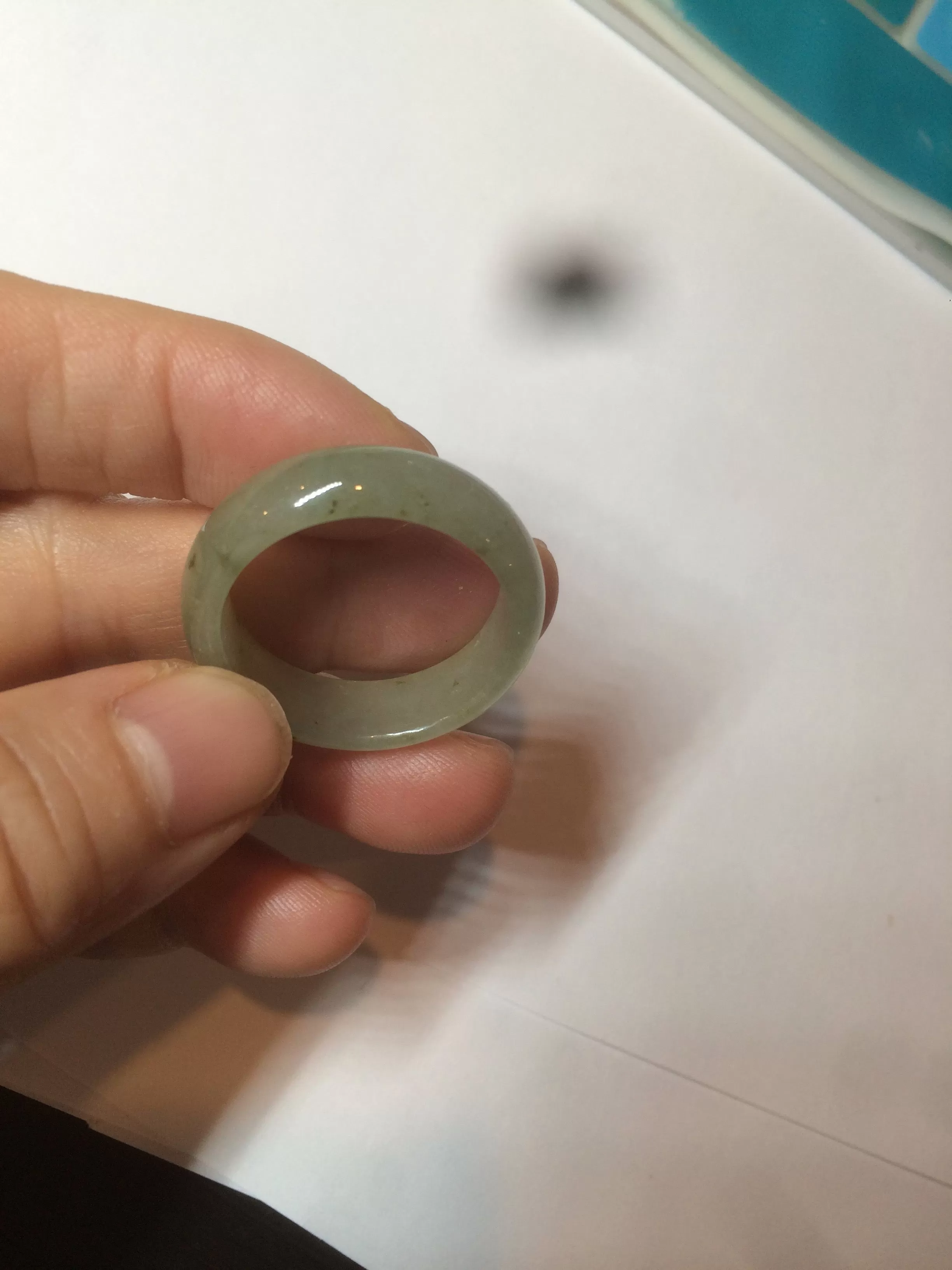 22mm size12 3/4 100% natural type A icy watery light green/gray jadeite jade band ring AZ96