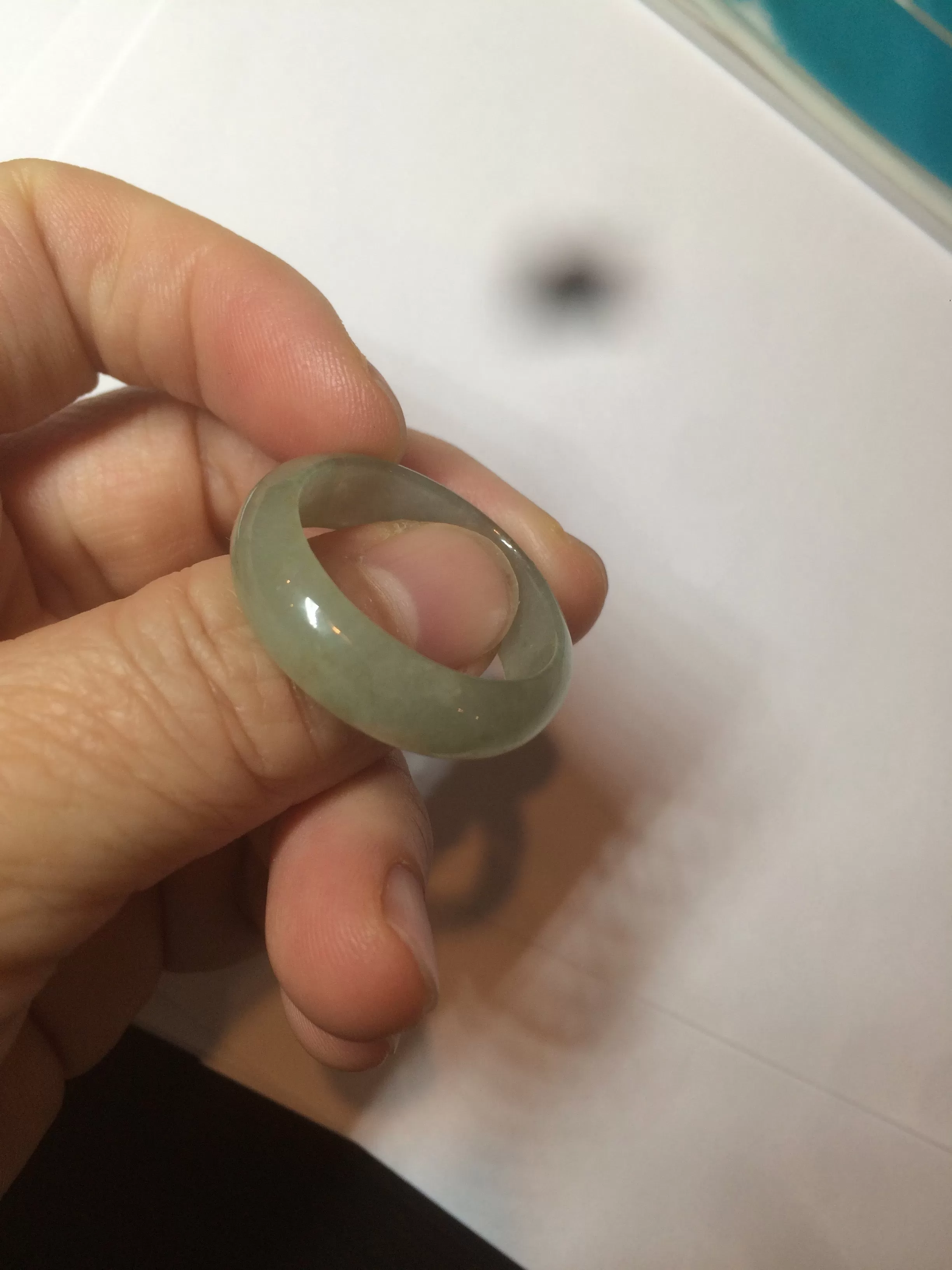 22mm size12 3/4 100% natural type A icy watery light green/gray jadeite jade band ring AZ96