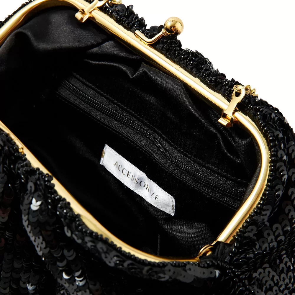 Accessorize London Women's Black Sasha Sequin Clutch