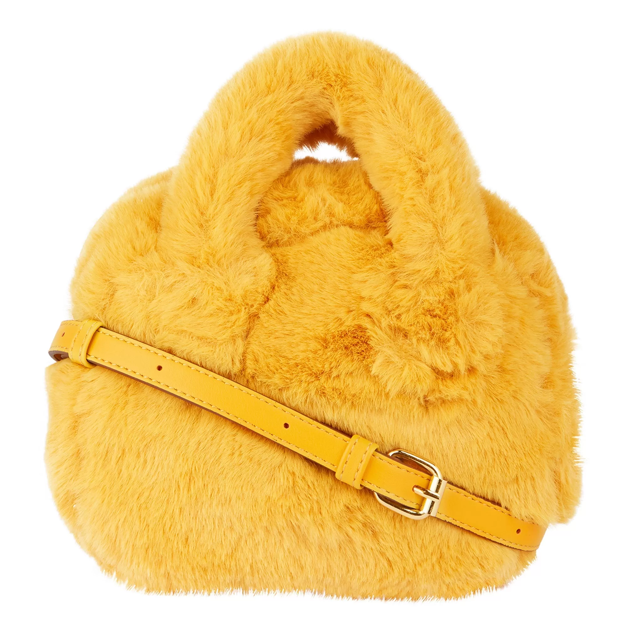 Accessorize London Women's Yellow Faux Fur Handheld Crossbody