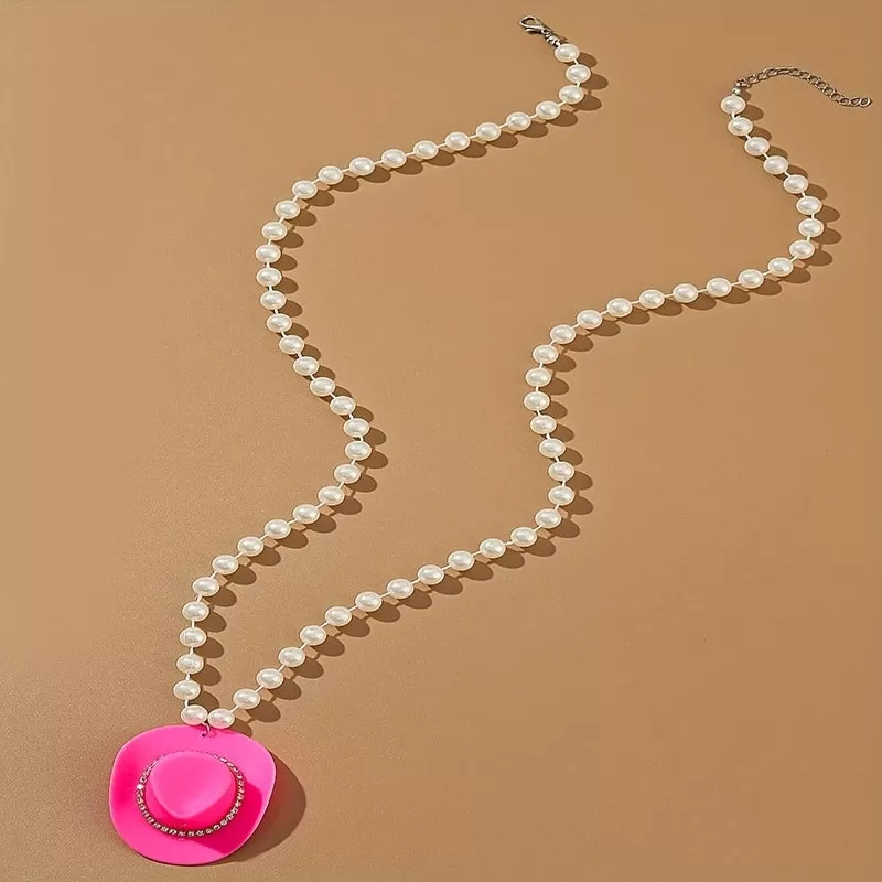 Add a Touch of Elegance with our Pink Faux Pearl Pendant Necklace - Perfect for Women and Girls with Niche Design