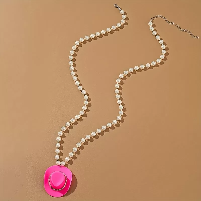 Add a Touch of Elegance with our Pink Faux Pearl Pendant Necklace - Perfect for Women and Girls with Niche Design