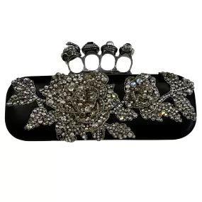 Alexander McQueen 5000 Black Jewelled Victorian Floral Knuckle Clutch Bag