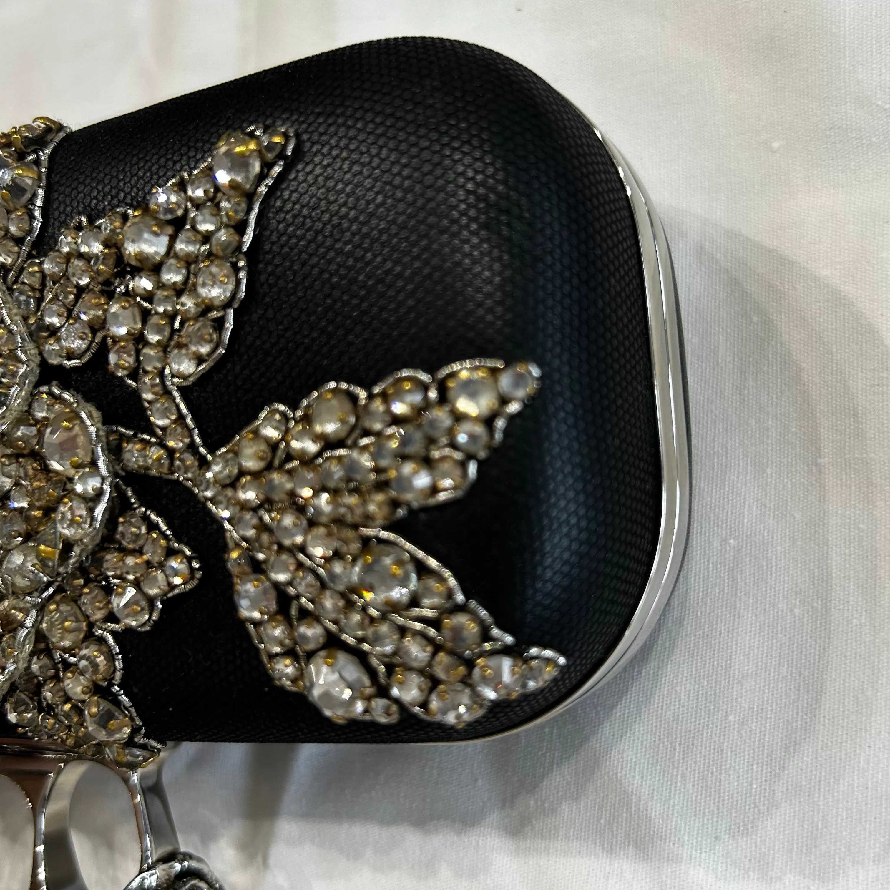 Alexander McQueen 5000 Black Jewelled Victorian Floral Knuckle Clutch Bag