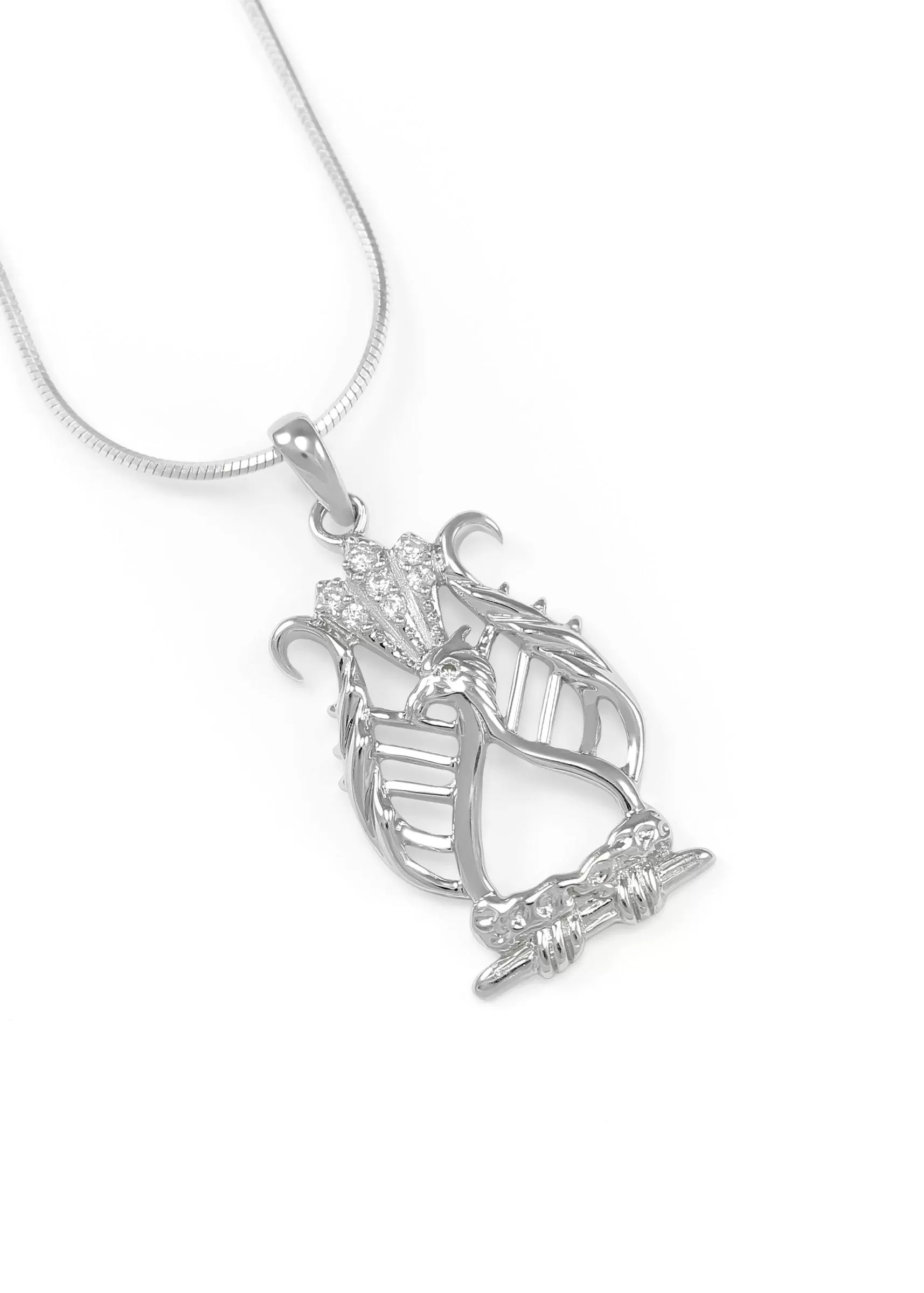 Alpha Chi Omega Lyre Bird Pendant with simulated diamonds