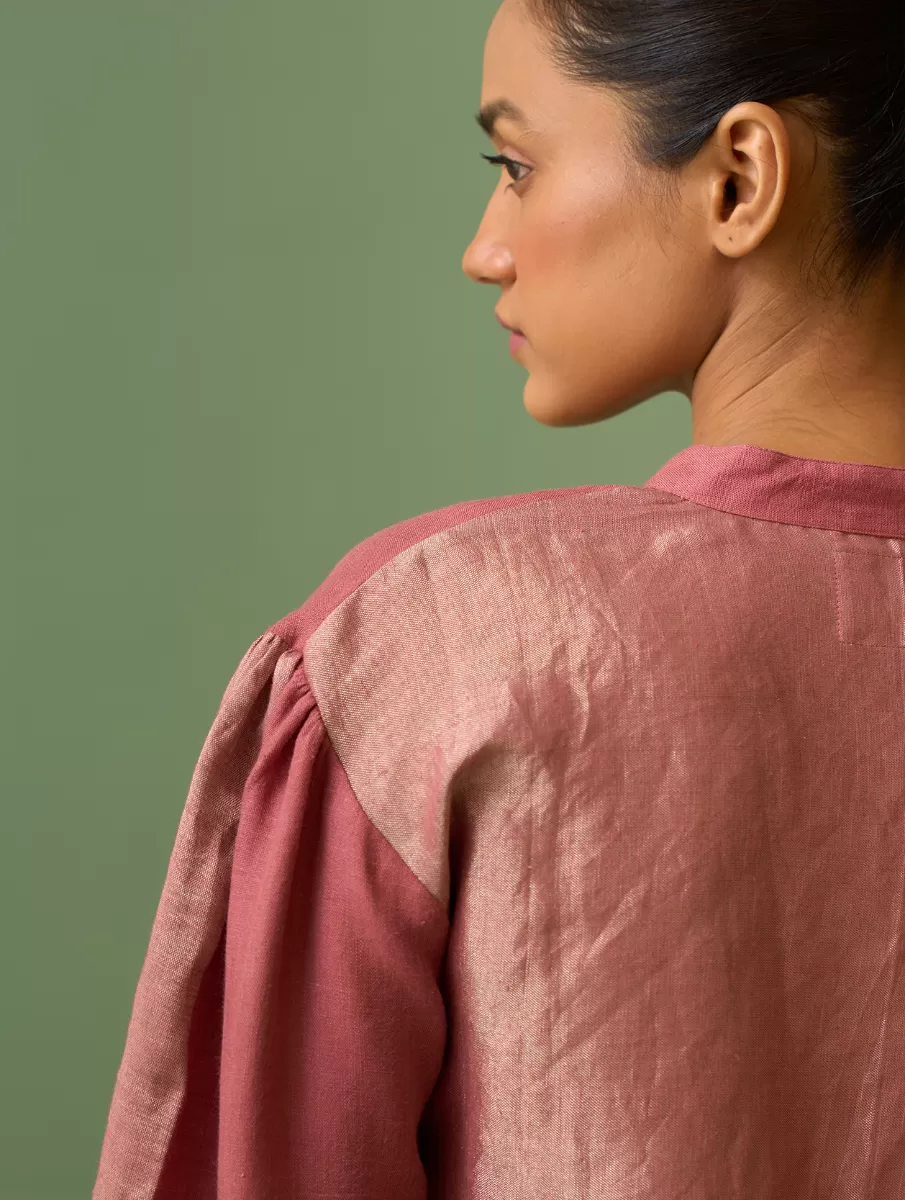 Anisah Metallic Linen Shirt - Terra