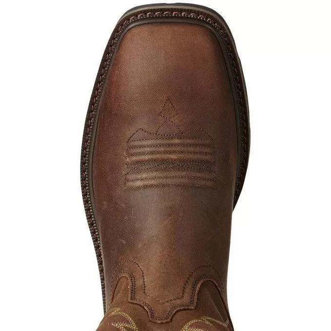 Ariat Men's Groundbreaker 10 Soft Toe Western Work Boot - Brown - 10020059