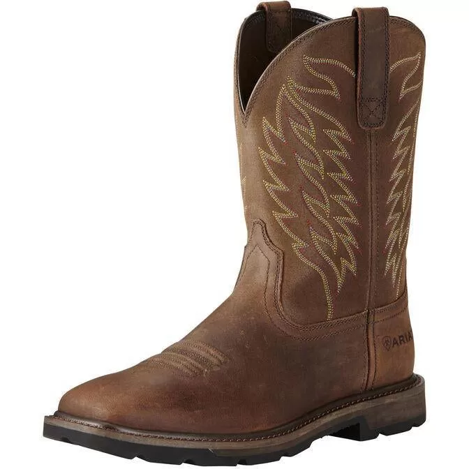 Ariat Men's Groundbreaker 10 Soft Toe Western Work Boot - Brown - 10020059