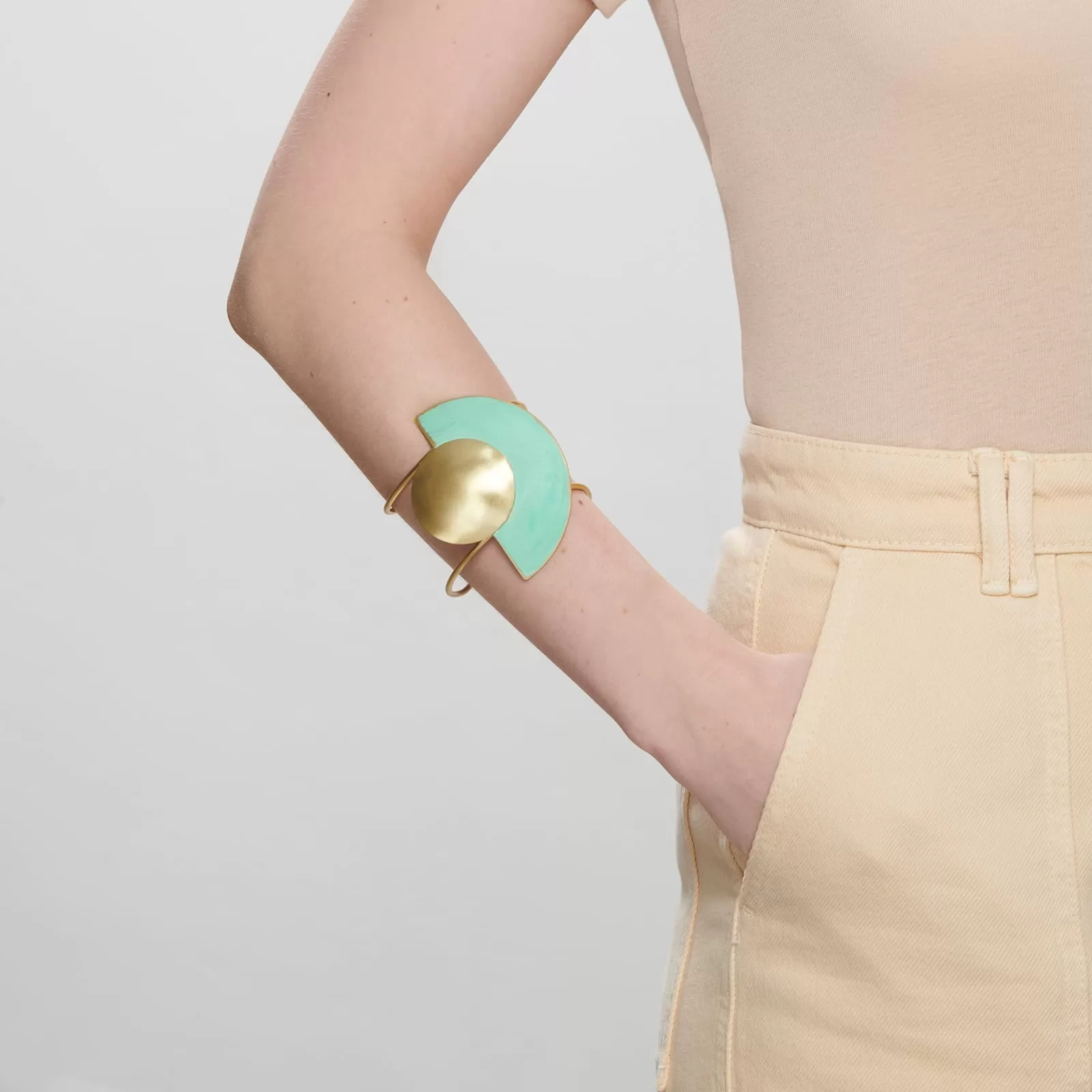 ASAMI GREEN OXIDATED BRASS CUFF BRACELET