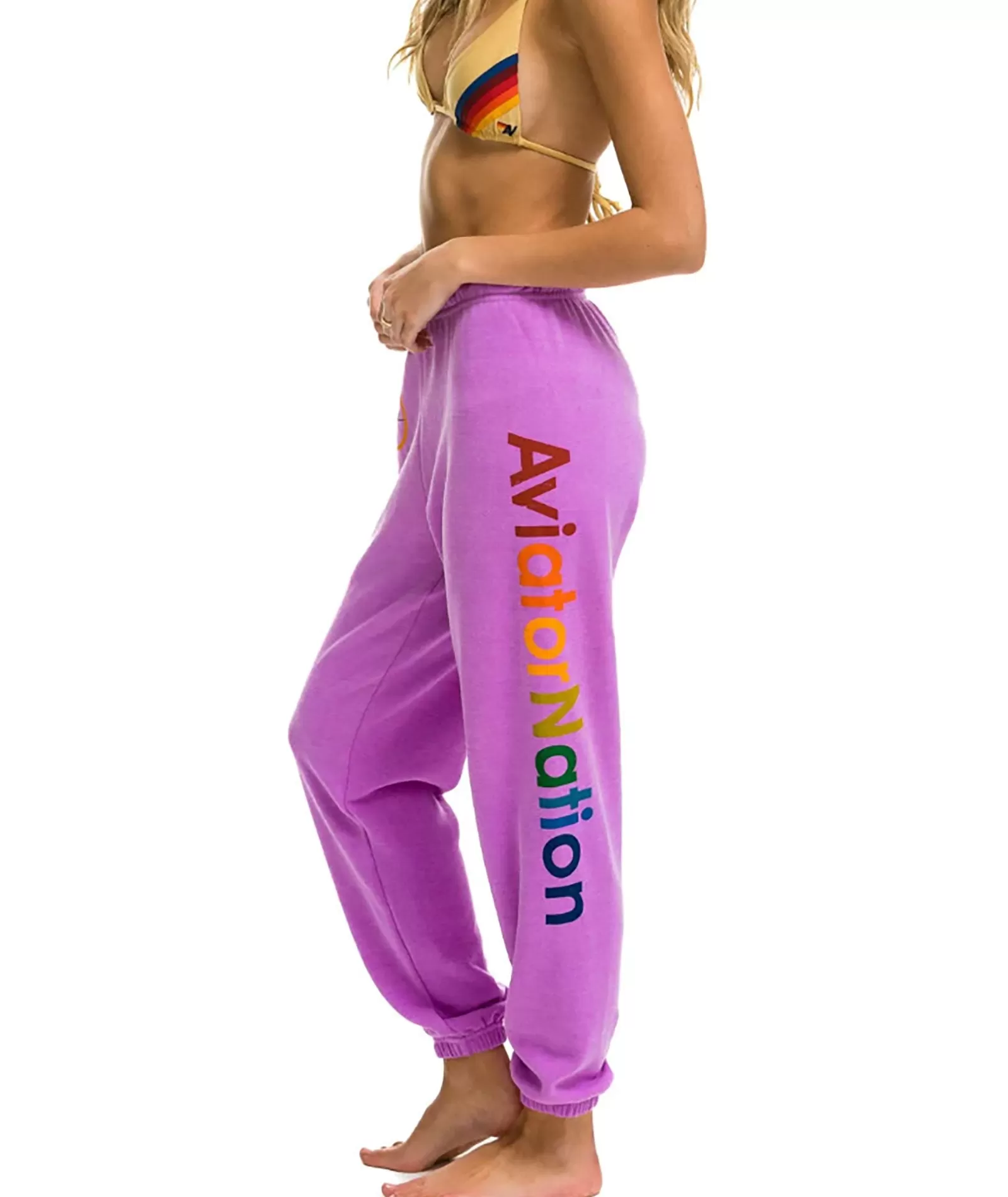 Aviator Nation Women Surfer Sweatpants Neon Purple