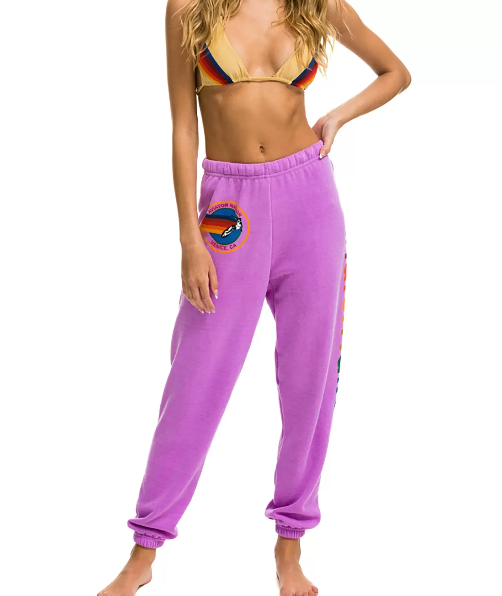 Aviator Nation Women Surfer Sweatpants Neon Purple