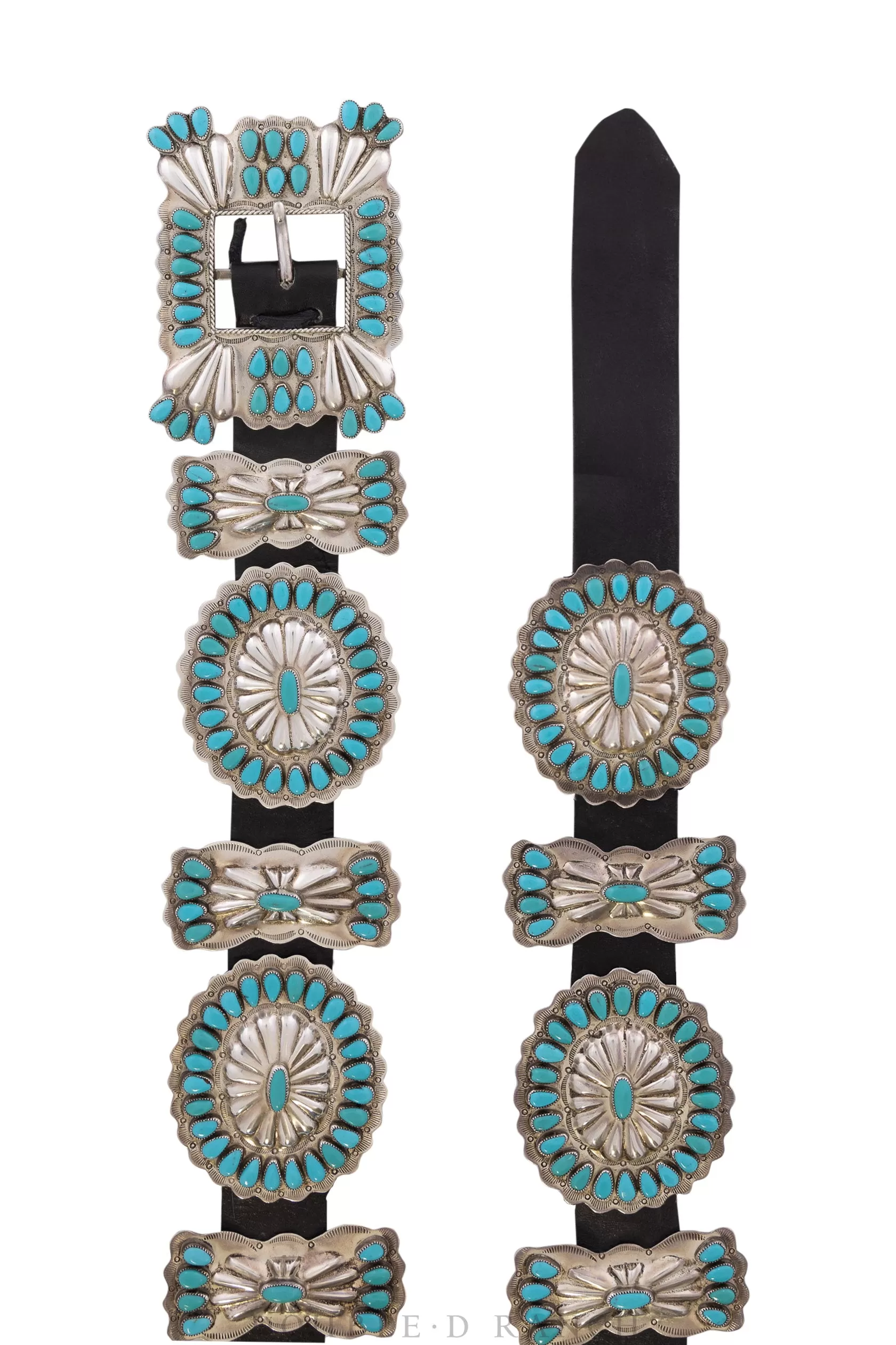 Belt, A Vintage, Concho, Turquoise, Cluster, With Matching Cuff, Hallmark, Provenance, Vintage, 329