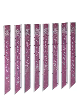 Bridal Party Pink Sash Sets 8 Pc Set