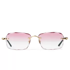 Cartier Eyewear Custom CT0309O-001 Panthère Gold Pink Rimless Sunglasses