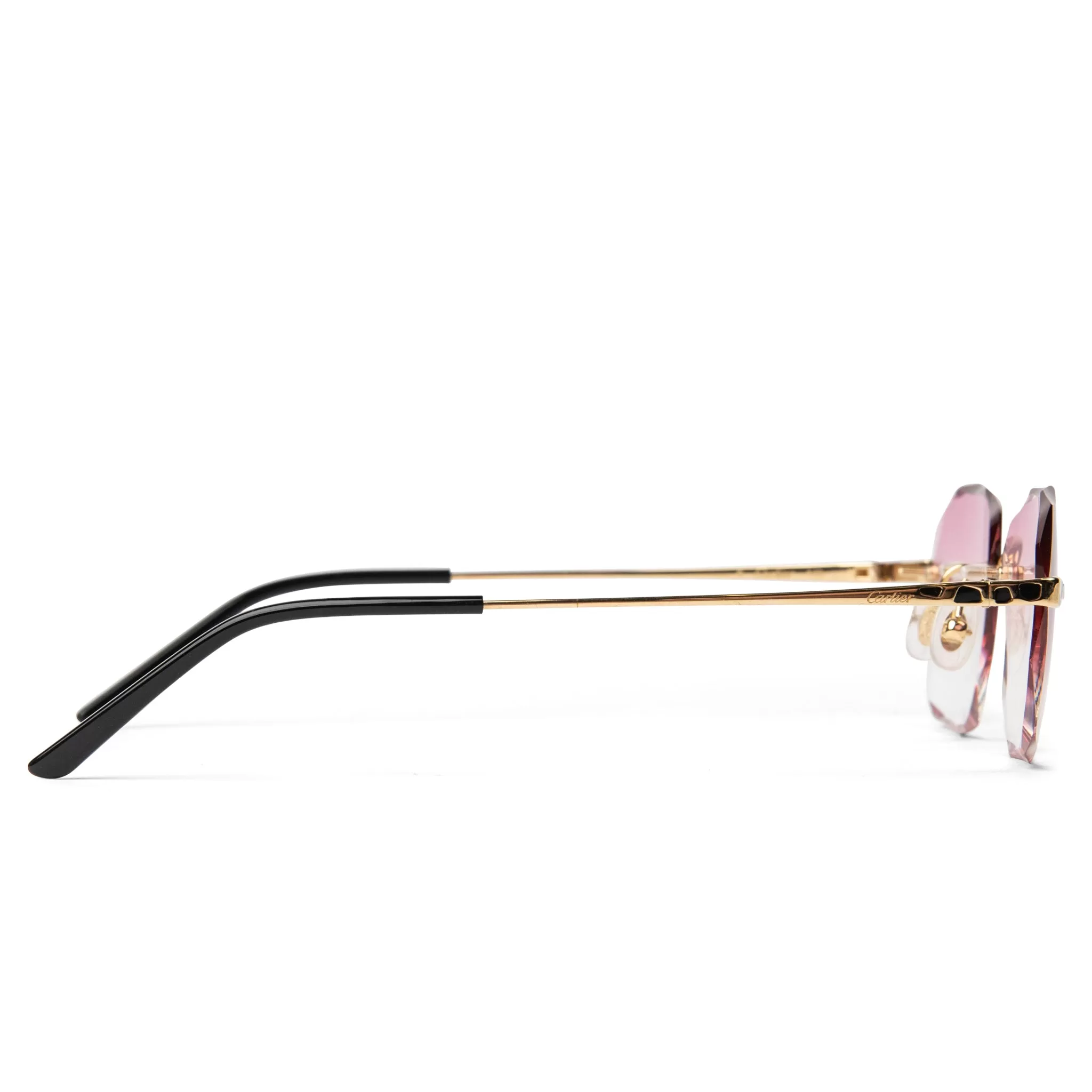 Cartier Eyewear Custom CT0309O-001 Panthère Gold Pink Rimless Sunglasses