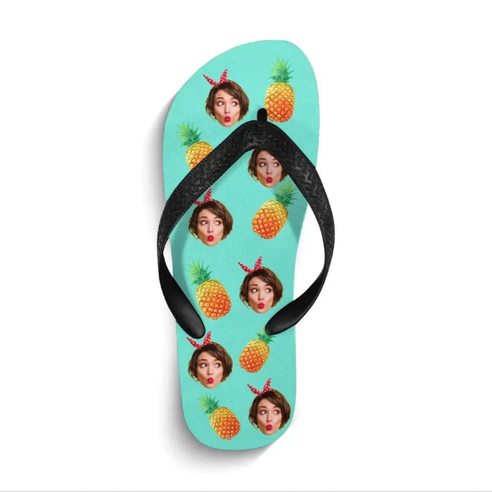 Custom Face Pineapple Flip Flops For Both Man And Woman Funny Gift For Vacation,Wedding Ideas For Guests