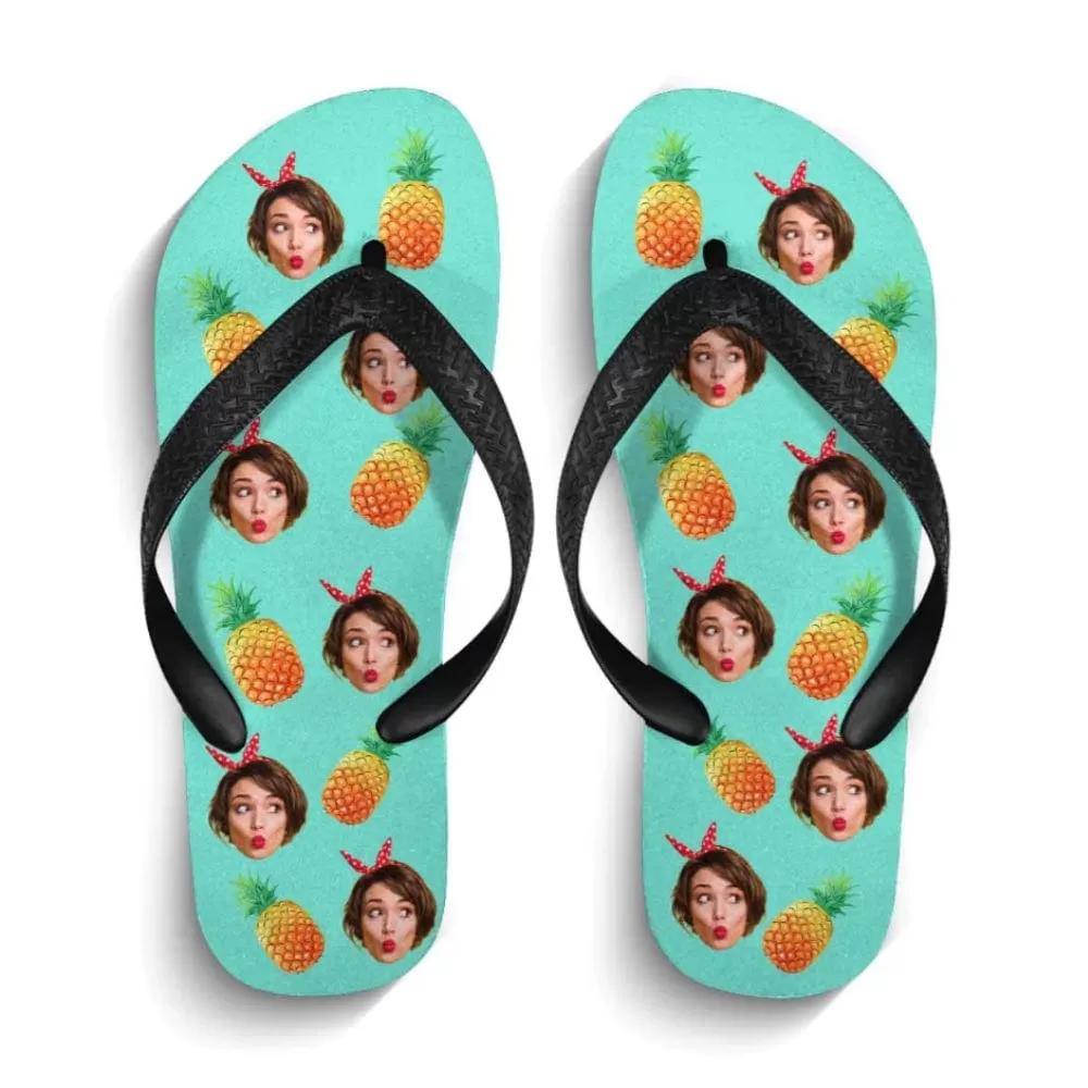 Custom Face Pineapple Flip Flops For Both Man And Woman Funny Gift For Vacation,Wedding Ideas For Guests