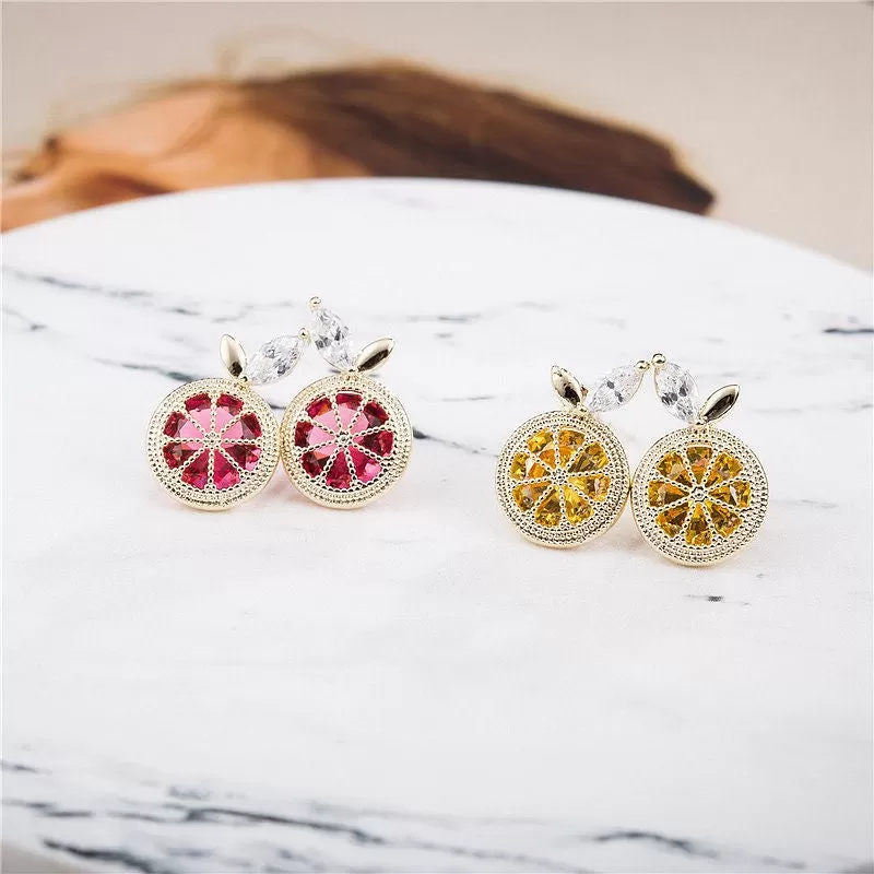 CZ Fruit Orange Style Stud Earrings