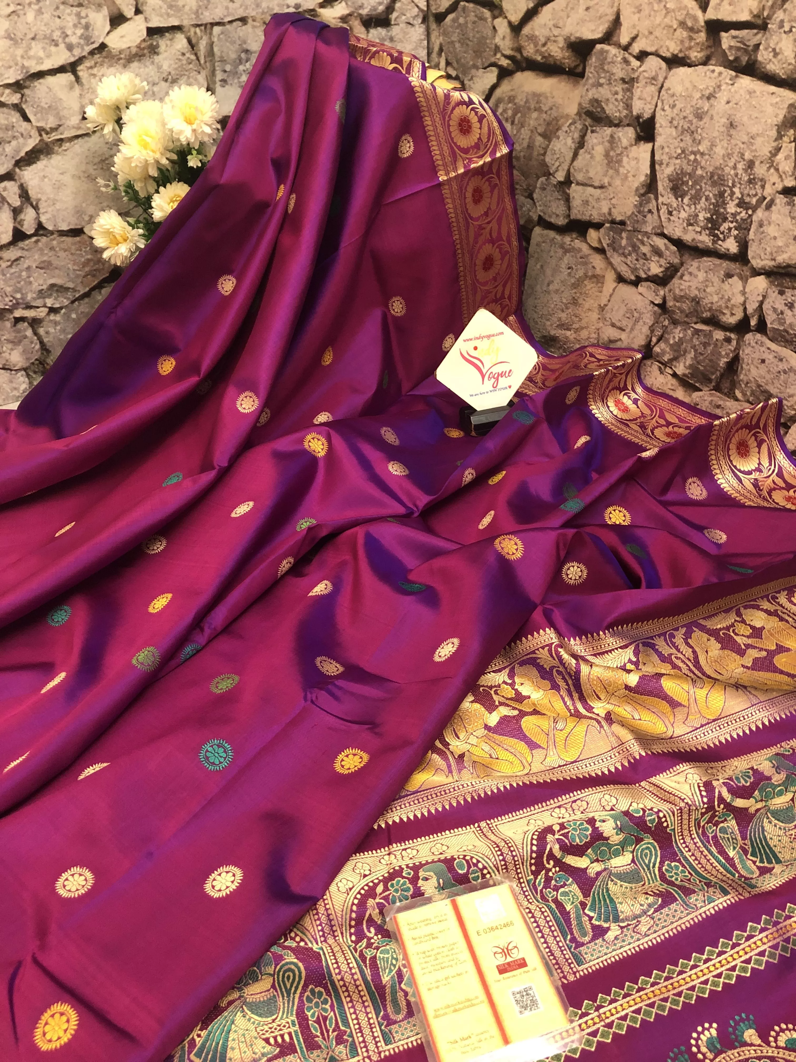 Dual Tone Magenta Color Revival Golani Baluchari Silk Saree with Meenakari