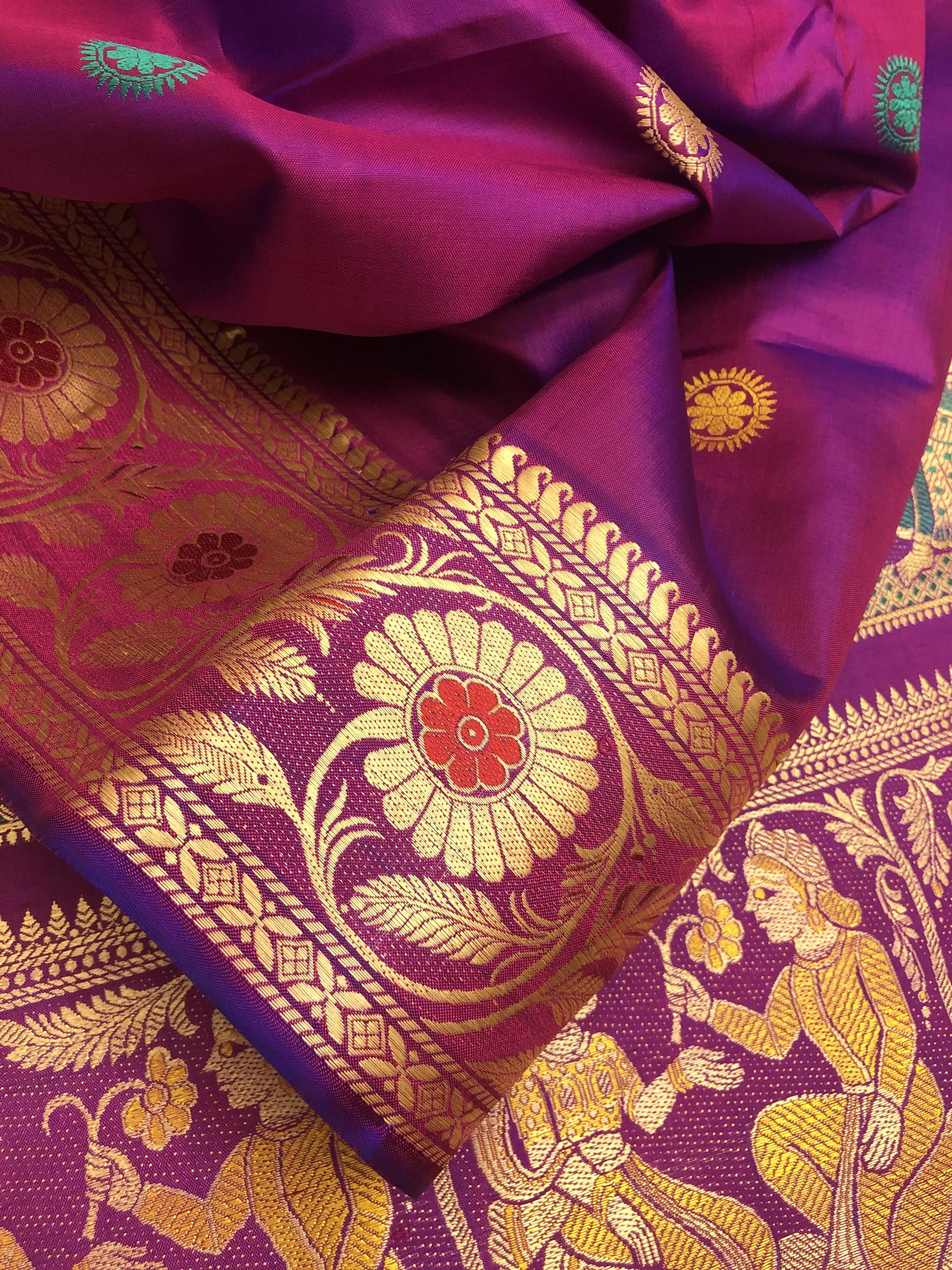 Dual Tone Magenta Color Revival Golani Baluchari Silk Saree with Meenakari