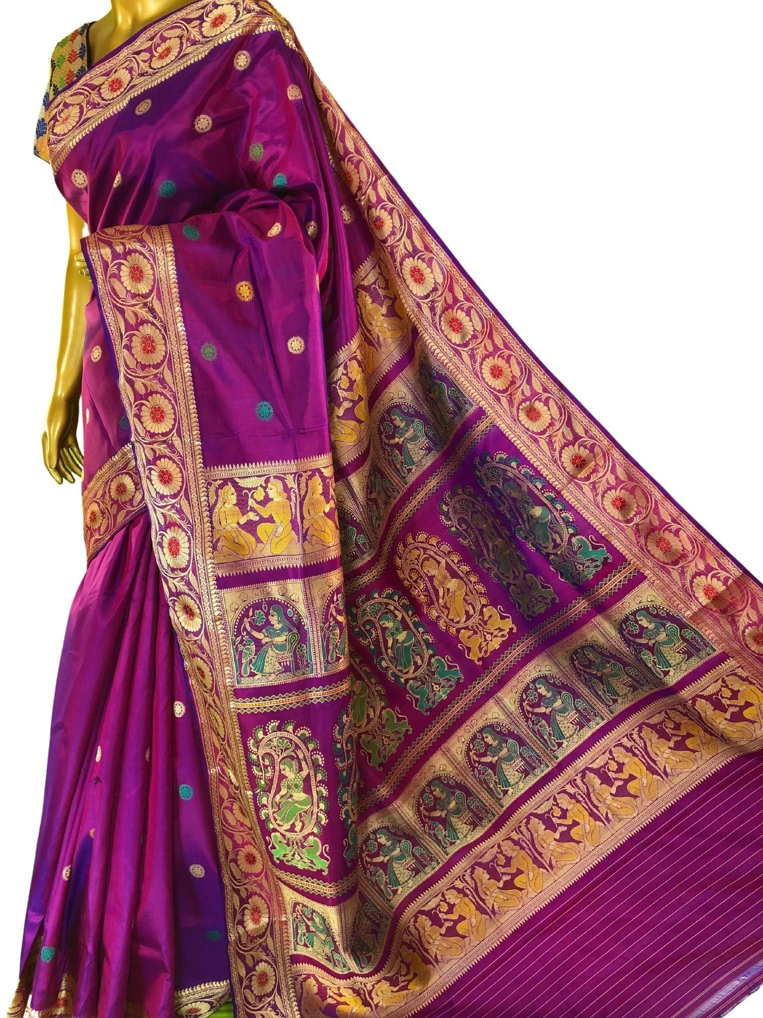 Dual Tone Magenta Color Revival Golani Baluchari Silk Saree with Meenakari