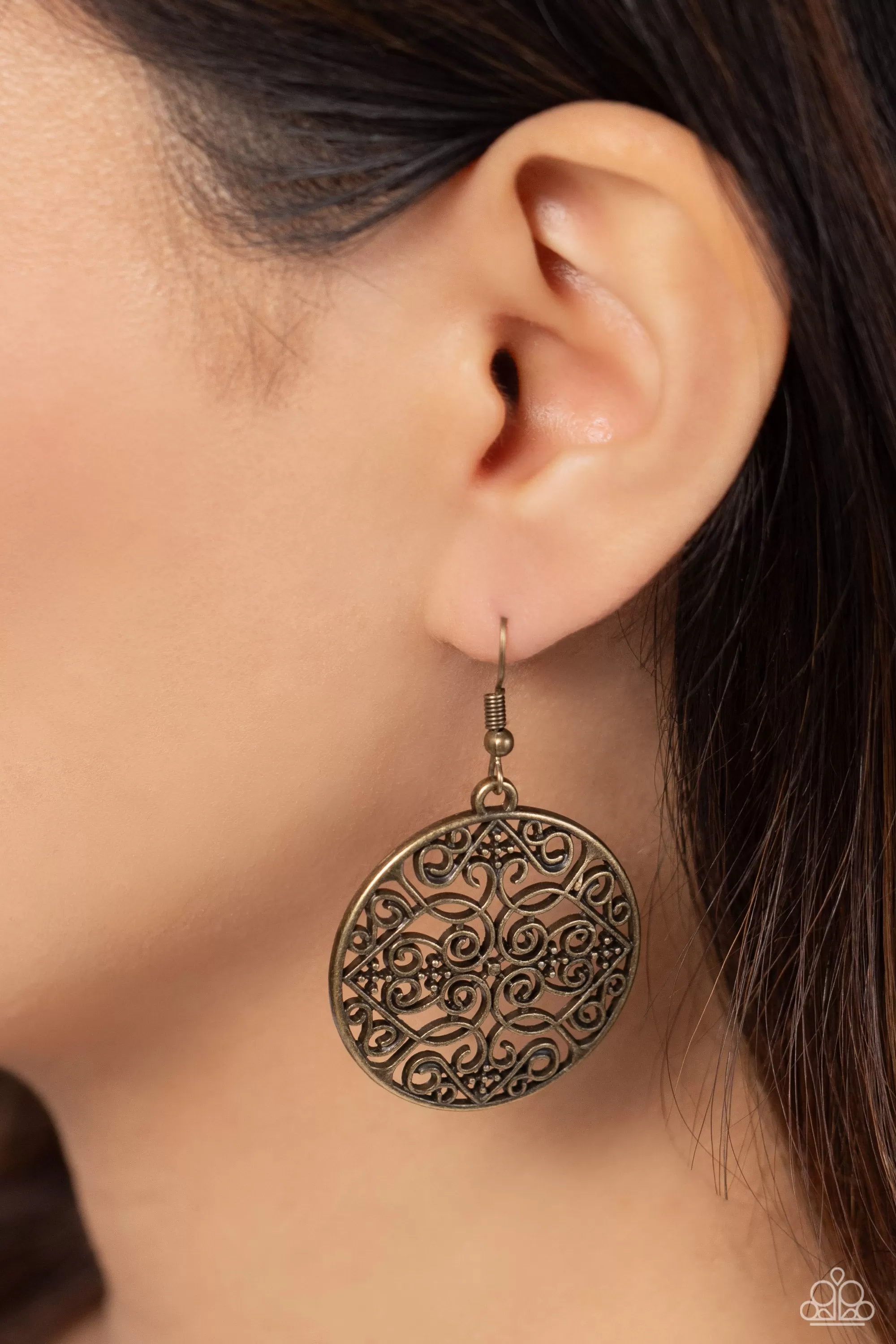 Dubai Decor - Brass Earrings Paparazzi Accessories