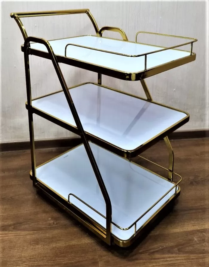 Elegant 3tier Gold Finish Trolley Cart -SP001T