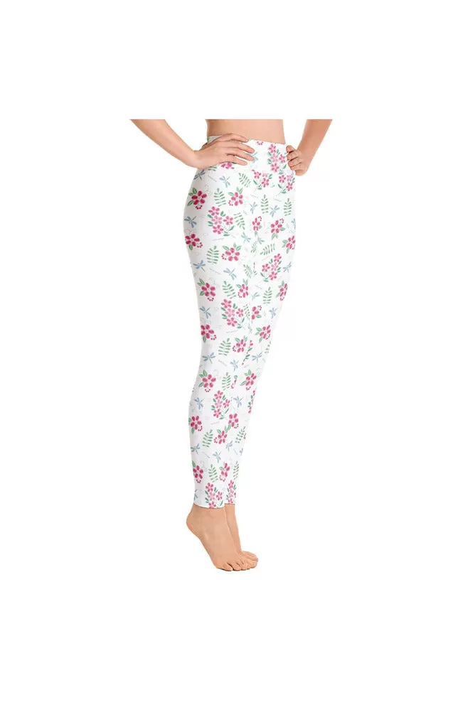 Floral Faux Stitch Work Yoga Leggings