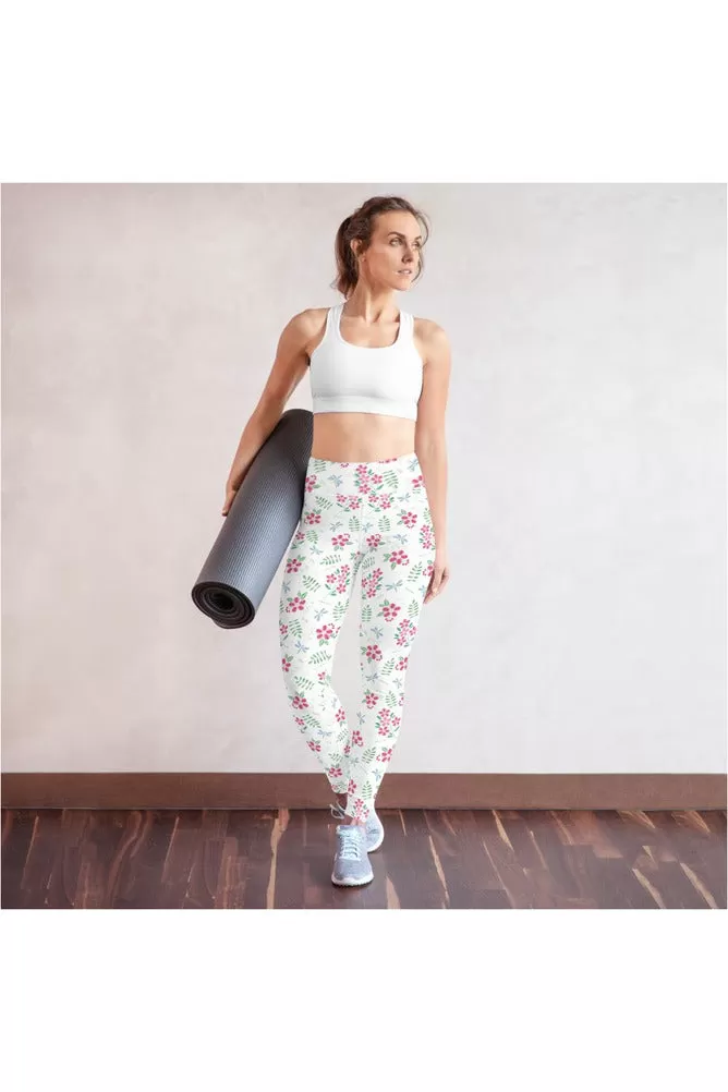 Floral Faux Stitch Work Yoga Leggings