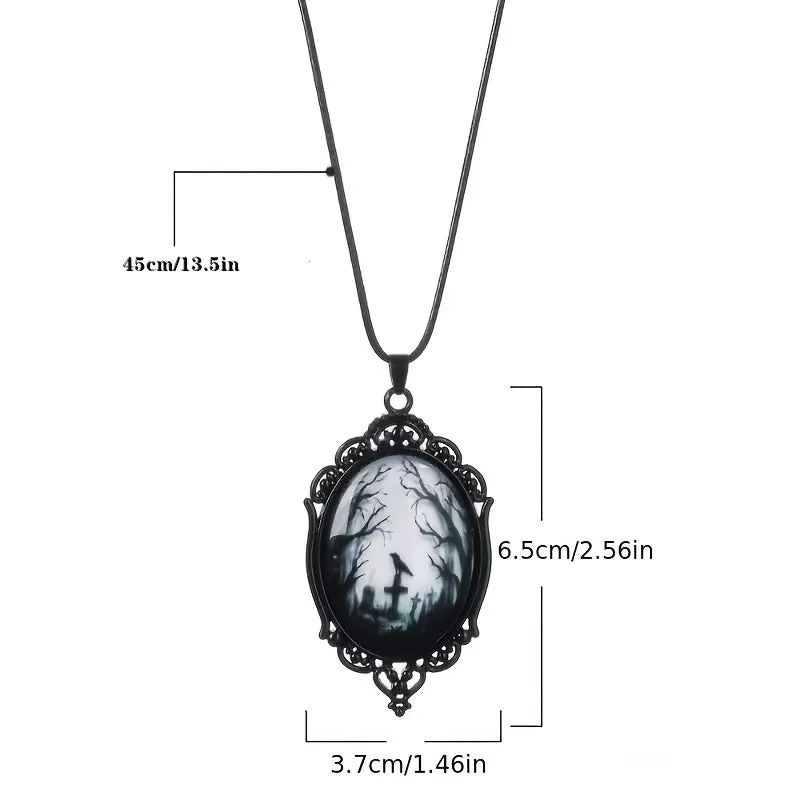 Gothic Crow Forest Pendant Necklace: A Stylish Men's Rope Necklace for the Darker Side of Fashion