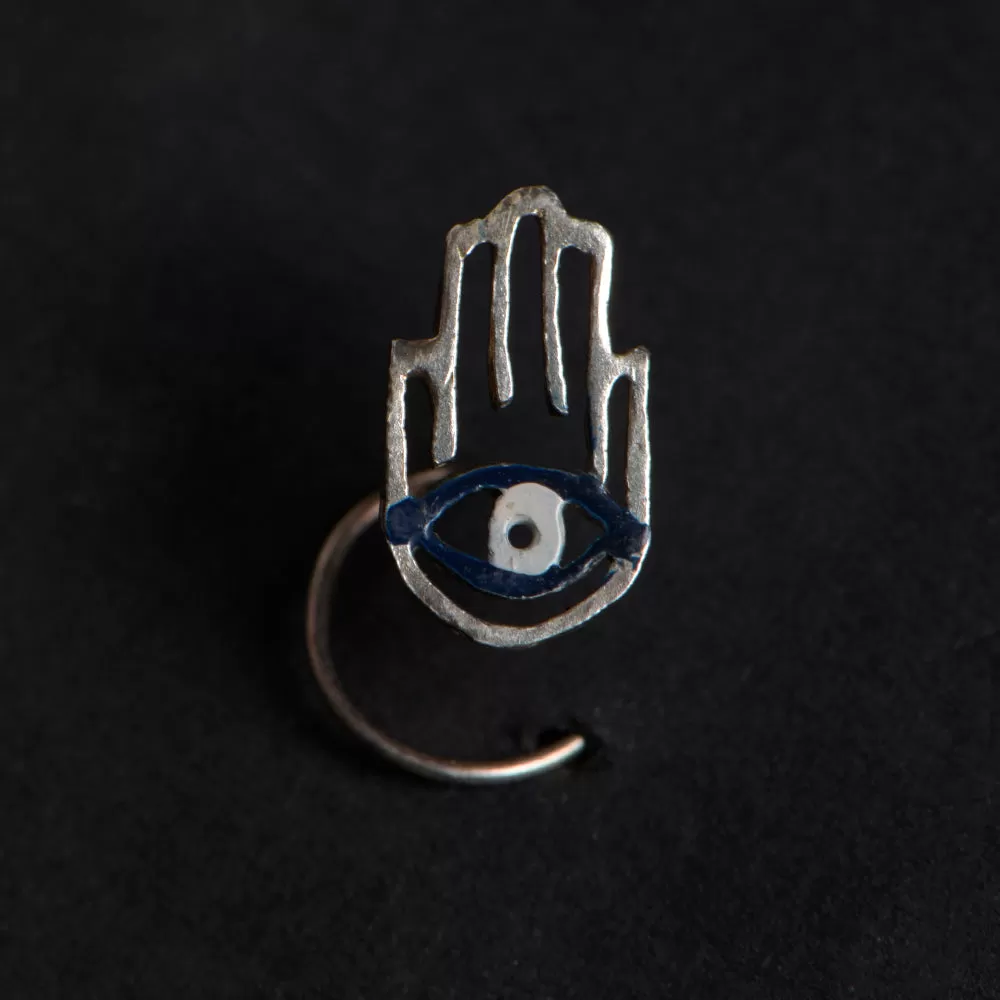 Hamsa Sterling Silver Nose Pin