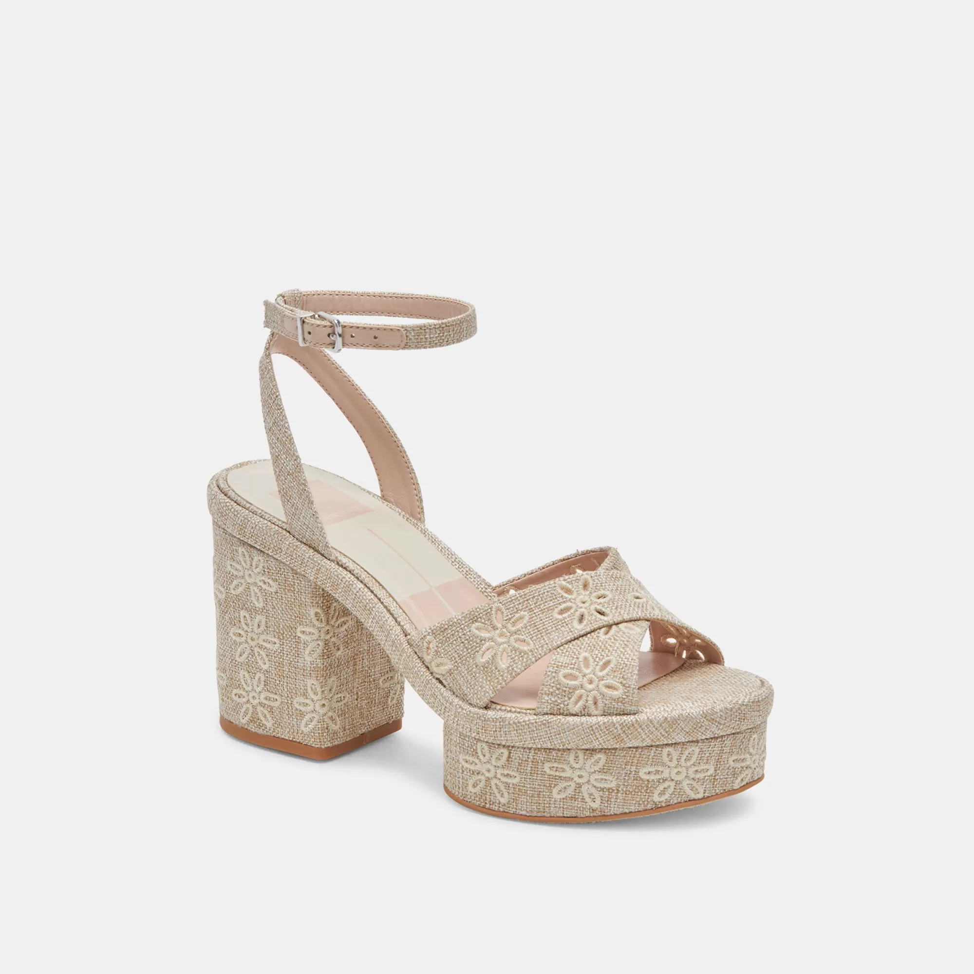 LAISHA HEELS ALMOND FLORAL EYELET