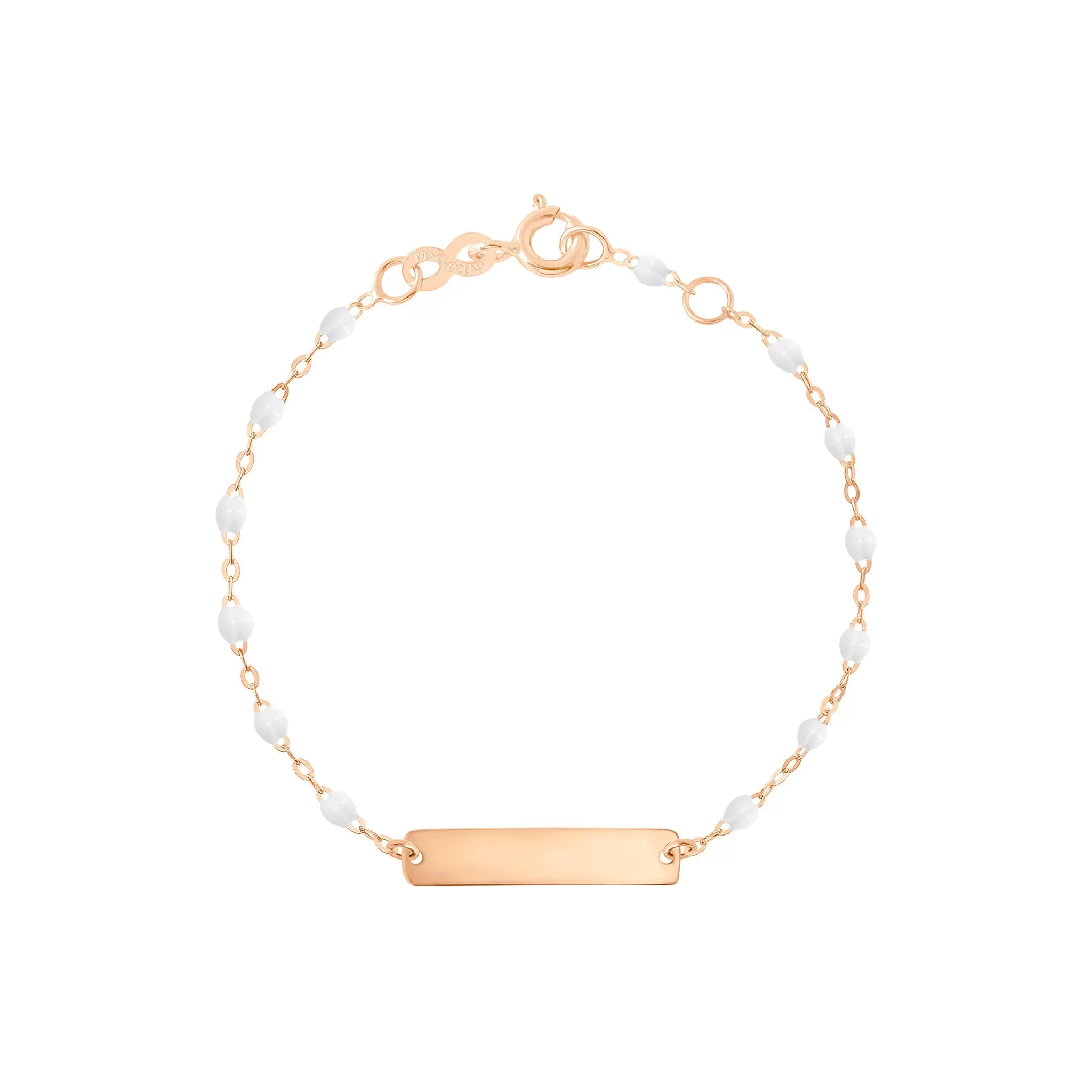 Little Gigi White bracelet, Rectangle plaque, Rose Gold, 5.9"