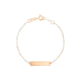 Little Gigi White bracelet, Rectangle plaque, Rose Gold, 5.9"