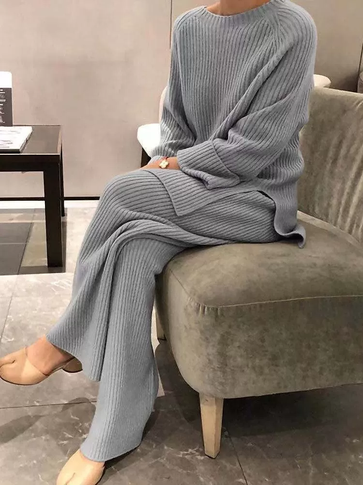 Luxe Plus Size Knitted Lounge Set for Women