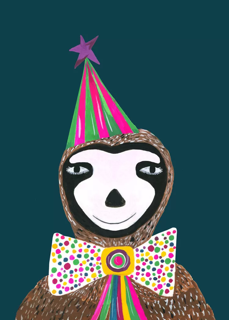 Magical Party Sloth Art Print