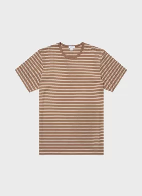 Men's Classic T-shirt in Dark Sand/Ecru Tramline Stripe