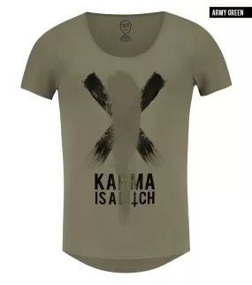 Men's Funny Slogan T-shirt "Karma is a B*tch"Khaki Gray Beige Tees / Color Option / MD808