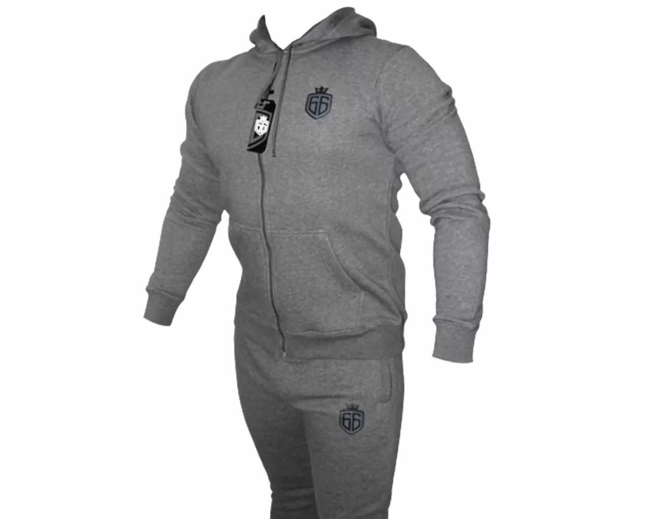 Mens GymGear Hooded Fleece Tracksuits Grey