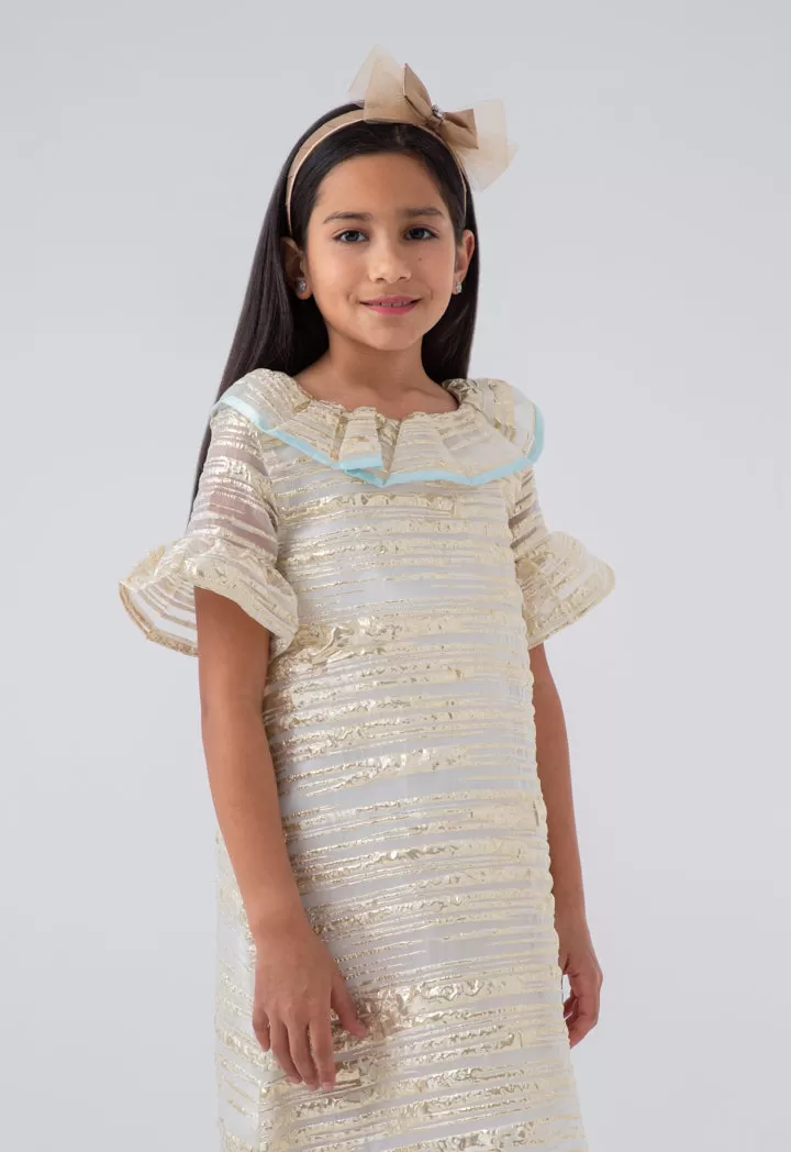 Pagoda Sleeve Shiny Party Dress