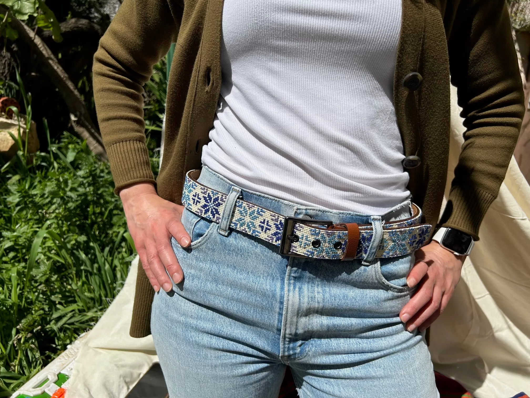 Palestinian Traditional Tatreez - Genuine Leather Belt with Hand Embroidery From Palestine