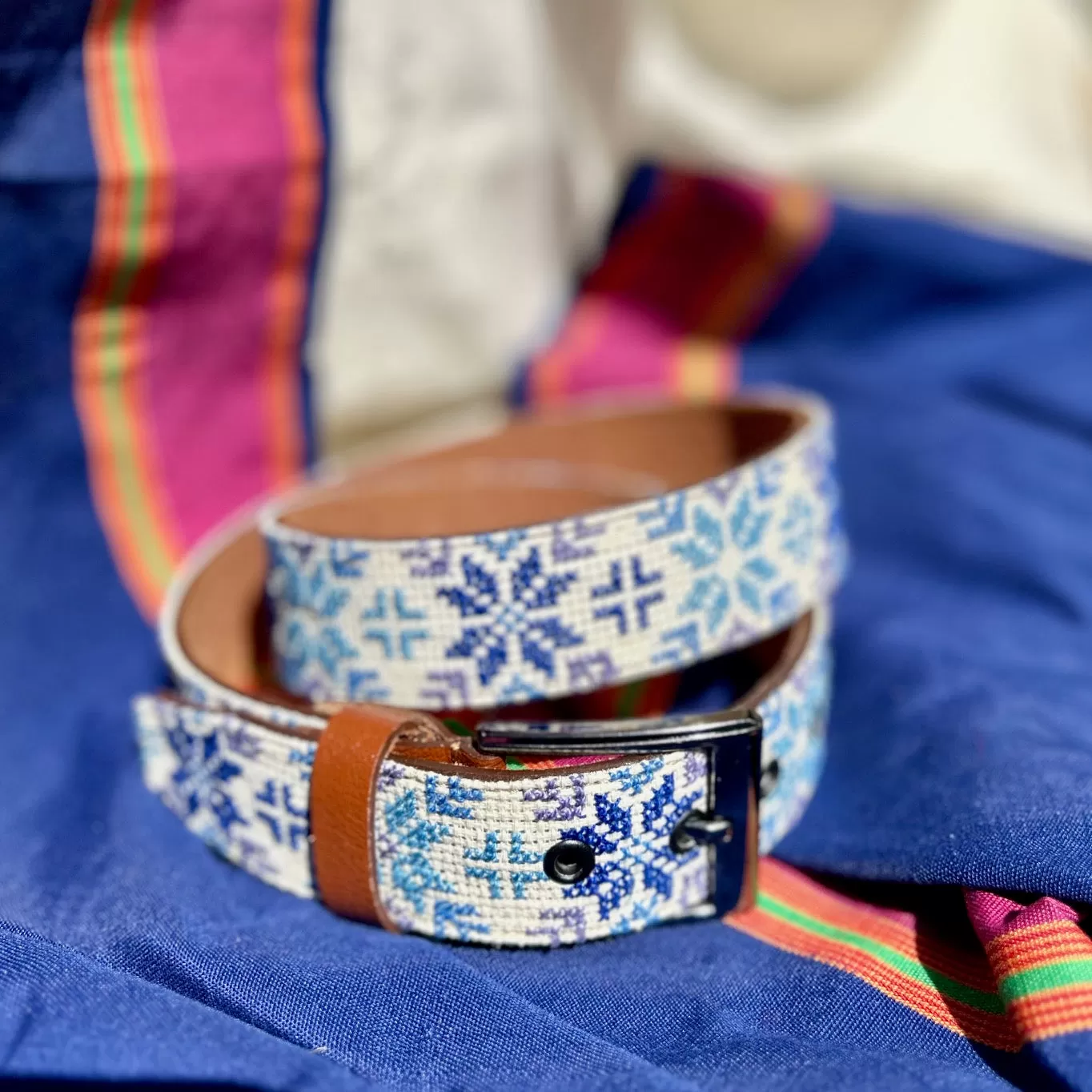 Palestinian Traditional Tatreez - Genuine Leather Belt with Hand Embroidery From Palestine