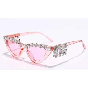 Pink Rhinestone Fringe Sunglasses