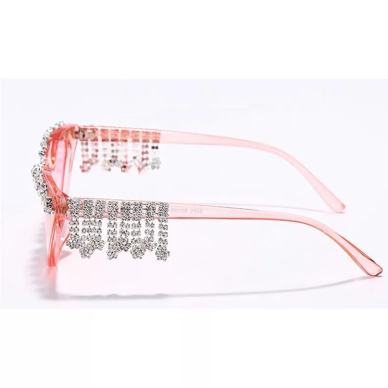 Pink Rhinestone Fringe Sunglasses