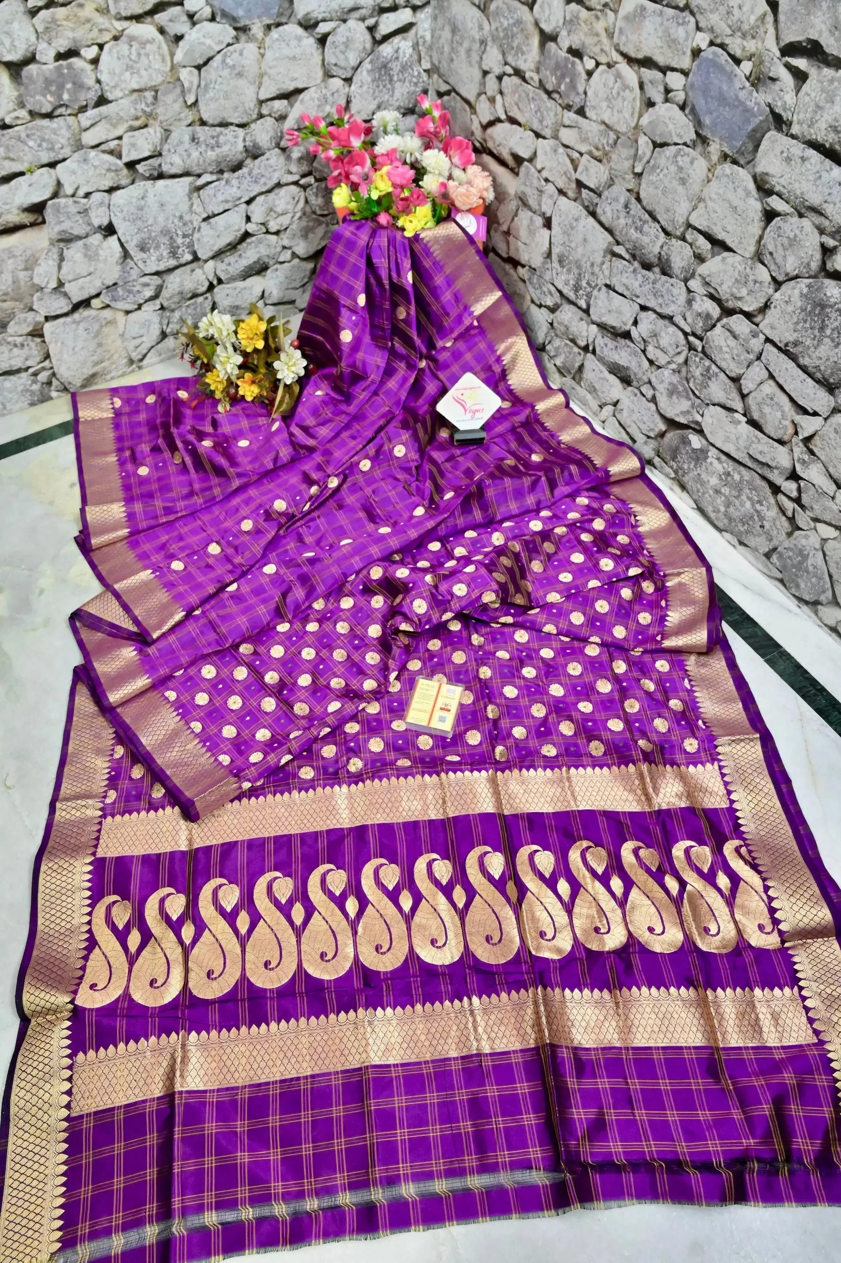 Purple Color Katan Banarasi Silk Saree with Zari Work with Meenakari Buti Work